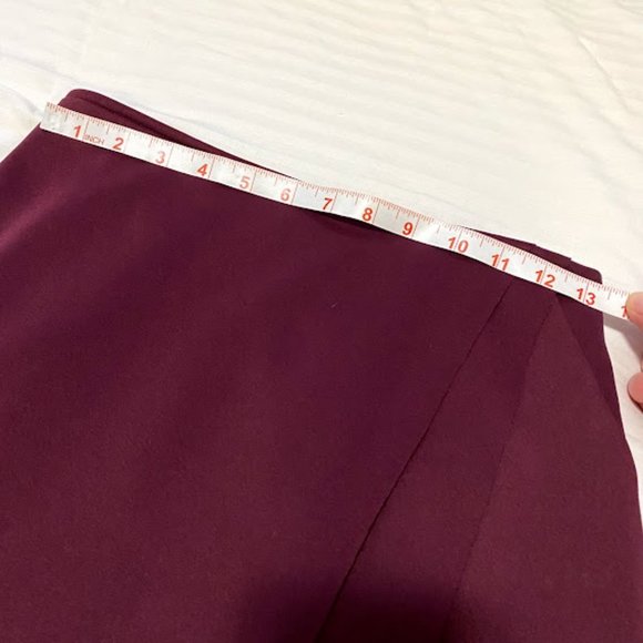 Workhall Faux Wrap Tulip Midi Skirt, Burgundy L - Picture 9 of 10